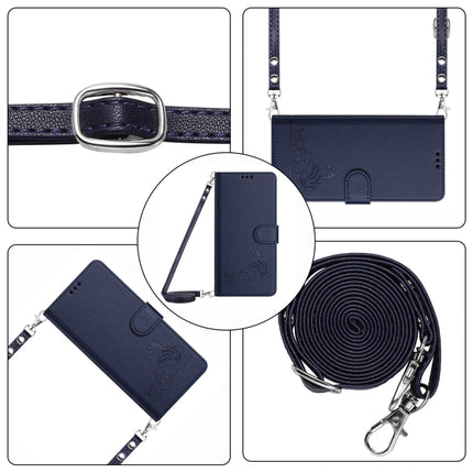 Cat Rat Embossed Pattern RFID Leather Phone Case with Lanyard, For Motorola Edge 5G UW 2022, For Motorola Edge 2022, For Motorola Moto G62 5G India, For Motorola Moto X30 Pro 5G