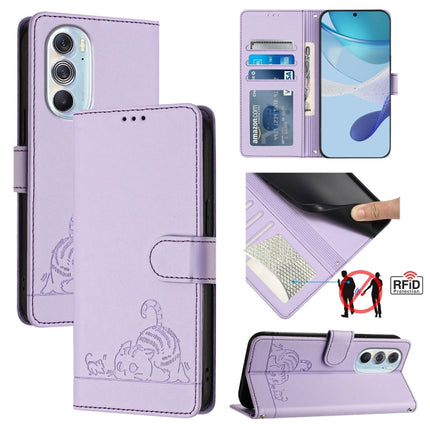 Cat Rat Embossed Pattern RFID Leather Phone Case with Lanyard, For Motorola Moto G Stylus 2021 4G, For Motorola Edge+ 2022