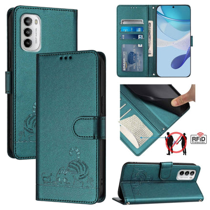 Cat Rat Embossed Pattern RFID Leather Phone Case with Lanyard, For Motorola Edge 30, For Motorola Moto G 5G 2022, For Motorola Moto G Stylus 5G 2022, For Motorola Edge X30 5G/30 Pro