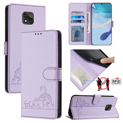 Cat Rat Embossed Pattern RFID Leather Phone Case with Lanyard, For Motorola One 5G Ace/Moto G 5G, For Motorola Moto G Power 2021, For Motorola Moto G Play 2021, For Motorola Moto G Stylus 5G 2021