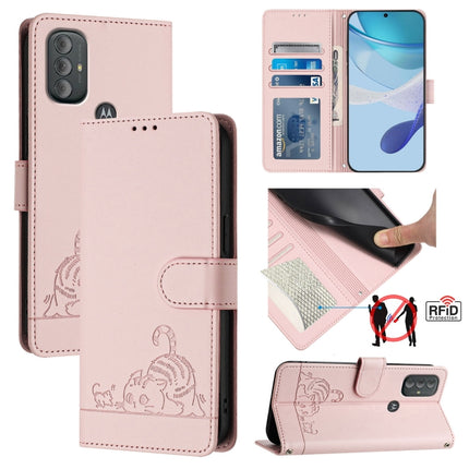 Cat Rat Embossed Pattern RFID Leather Phone Case with Lanyard, For Motorola Moto G31 4G Global/G41 4G, For Motorola Moto G Power 2022, For Motorola Edge 30 Ultra, For Motorola Moto G71 5G