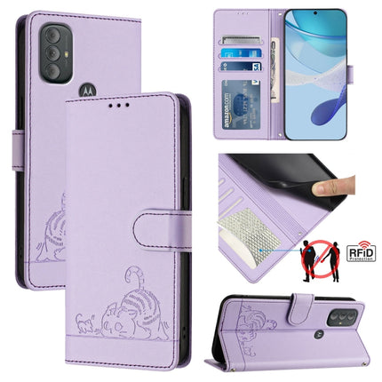 Cat Rat Embossed Pattern RFID Leather Phone Case with Lanyard, For Motorola Moto G31 4G Global/G41 4G, For Motorola Moto G Power 2022, For Motorola Edge 30 Ultra, For Motorola Moto G71 5G