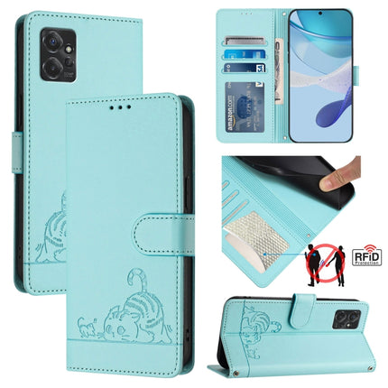 Cat Rat Embossed Pattern RFID Leather Phone Case with Lanyard, For Motorola Moto G Stylus 2023 4G, For Motorola Edge 40 5G Global, For Motorola Moto G Power 2023, For Motorola Moto G Stylus 5G 2023