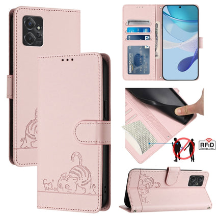 Cat Rat Embossed Pattern RFID Leather Phone Case with Lanyard, For Motorola Moto G Stylus 2023 4G, For Motorola Edge 40 5G Global, For Motorola Moto G Power 2023, For Motorola Moto G Stylus 5G 2023