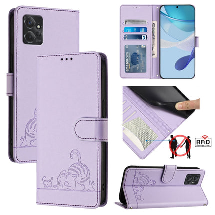 Cat Rat Embossed Pattern RFID Leather Phone Case with Lanyard, For Motorola Moto G Stylus 2023 4G, For Motorola Edge 40 5G Global, For Motorola Moto G Power 2023, For Motorola Moto G Stylus 5G 2023