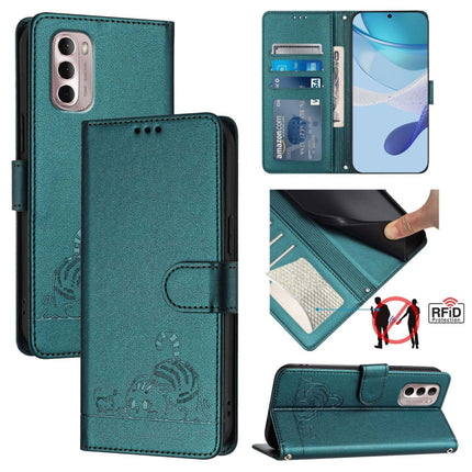 Cat Rat Embossed Pattern RFID Leather Phone Case with Lanyard, For Motorola Edge S30/Moto G200 5G, For Motorola Moto G Stylus 2022 4G, For Motorola Moto E20/E30/E40, For Motorola Moto G51 5G