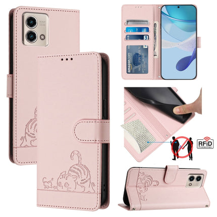 Cat Rat Embossed Pattern RFID Leather Phone Case with Lanyard, For Motorola Moto G Stylus 2023 4G, For Motorola Edge 40 5G Global, For Motorola Moto G Power 2023, For Motorola Moto G Stylus 5G 2023