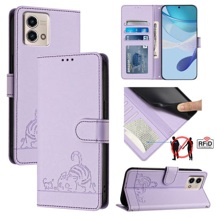 Cat Rat Embossed Pattern RFID Leather Phone Case with Lanyard, For Motorola Moto G Stylus 2023 4G, For Motorola Edge 40 5G Global, For Motorola Moto G Power 2023, For Motorola Moto G Stylus 5G 2023