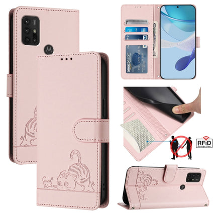 Cat Rat Embossed Pattern RFID Leather Phone Case with Lanyard, For Motorola Moto G60/G40 Fusion, For Motorola Moto G30/G10/G20, For Motorola Moto G10 Power, For Motorola Moto E7 Power