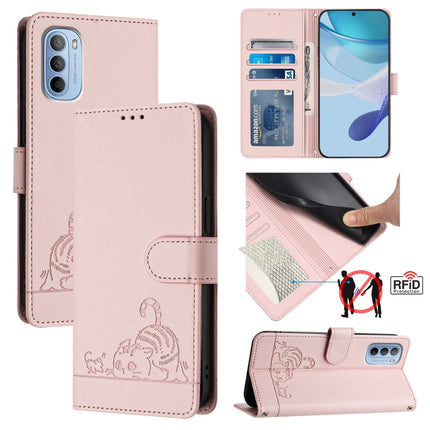Cat Rat Embossed Pattern RFID Leather Phone Case with Lanyard, For Motorola Moto G31 4G Global/G41 4G, For Motorola Moto G Power 2022, For Motorola Edge 30 Ultra, For Motorola Moto G71 5G