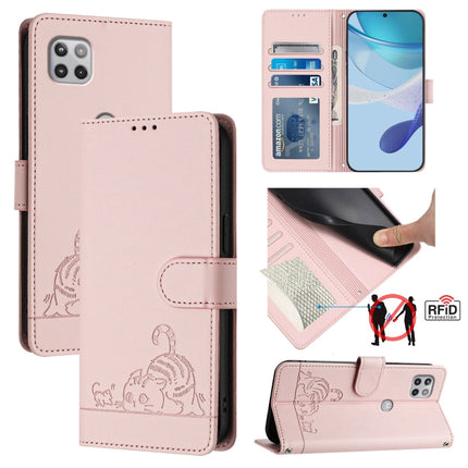 Cat Rat Embossed Pattern RFID Leather Phone Case with Lanyard, For Motorola One 5G Ace/Moto G 5G, For Motorola Moto G Power 2021, For Motorola Moto G Play 2021, For Motorola Moto G Stylus 5G 2021