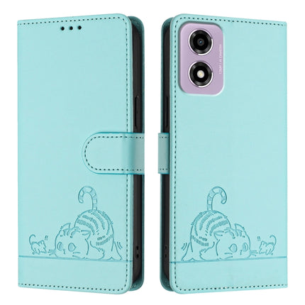 Cat Rat Embossed Pattern RFID Leather Phone Case with Lanyard, For Motorola Moto E14, For Motorola Moto G85, For Motorola Moto G53Y 5G/G53J 5G, For Motorola Edge 50 Ultra