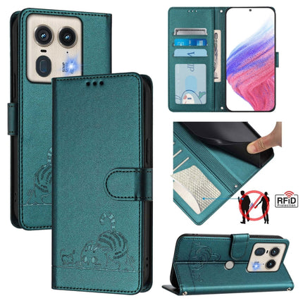 Cat Rat Embossed Pattern RFID Leather Phone Case with Lanyard, For Motorola Moto G55, For Motorola Moto G34 5G / G45 5G, For Motorola Edge 50 5G Global, For Motorola Edge 50 Neo