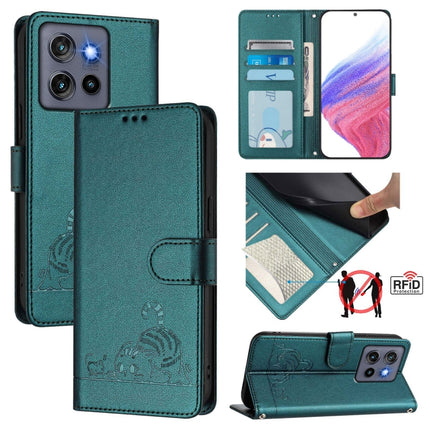 Cat Rat Embossed Pattern RFID Leather Phone Case with Lanyard, For Motorola Moto G55, For Motorola Moto G34 5G / G45 5G, For Motorola Edge 50 5G Global, For Motorola Edge 50 Neo