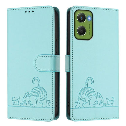 Cat Rat Embossed Pattern RFID Leather Phone Case with Lanyard, For Motorola Moto G06 4G, For Motorola Edge 60 Pro / 60s Pro 5G, For Motorola Edge 60 Fusion, For Motorola Moto G15 / G15 Power