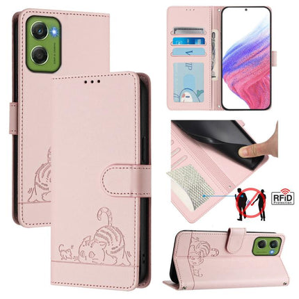 Cat Rat Embossed Pattern RFID Leather Phone Case with Lanyard, For Motorola Moto G06 4G, For Motorola Edge 60 Pro / 60s Pro 5G, For Motorola Edge 60 Fusion, For Motorola Moto G15 / G15 Power