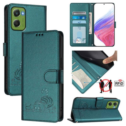 Cat Rat Embossed Pattern RFID Leather Phone Case with Lanyard, For Motorola Moto G06 4G, For Motorola Edge 60 Pro / 60s Pro 5G, For Motorola Edge 60 Fusion, For Motorola Moto G15 / G15 Power