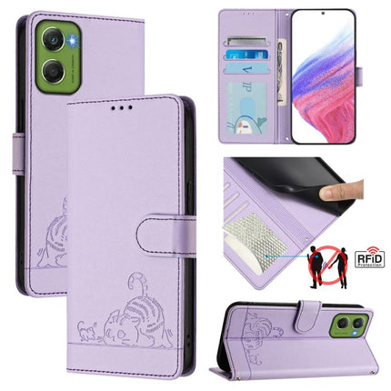 Cat Rat Embossed Pattern RFID Leather Phone Case with Lanyard, For Motorola Moto G06 4G, For Motorola Edge 60 Pro / 60s Pro 5G, For Motorola Edge 60 Fusion, For Motorola Moto G15 / G15 Power