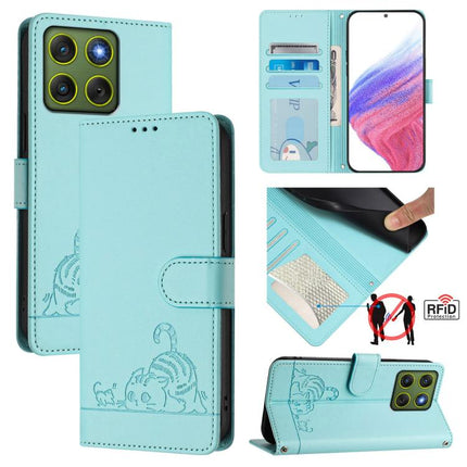 Cat Rat Embossed Pattern RFID Leather Phone Case with Lanyard, For Motorola Moto G67 5G / G77 5G Global, For Motorola Signature 5G, For Motorola Moto G67 Power 5G Global, For Motorola Edge 70 5G