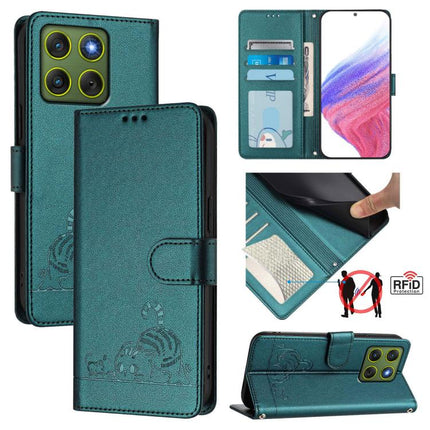 Cat Rat Embossed Pattern RFID Leather Phone Case with Lanyard, For Motorola Moto G67 5G / G77 5G Global, For Motorola Signature 5G, For Motorola Moto G67 Power 5G Global, For Motorola Edge 70 5G