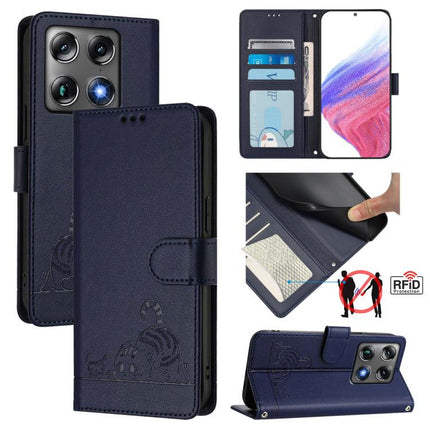 Cat Rat Embossed Pattern RFID Leather Phone Case with Lanyard, For Motorola Moto G67 5G / G77 5G Global, For Motorola Signature 5G, For Motorola Moto G67 Power 5G Global, For Motorola Edge 70 5G