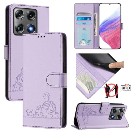 Cat Rat Embossed Pattern RFID Leather Phone Case with Lanyard, For Motorola Moto G67 5G / G77 5G Global, For Motorola Signature 5G, For Motorola Moto G67 Power 5G Global, For Motorola Edge 70 5G