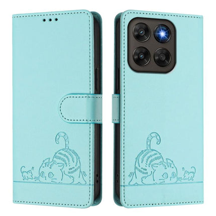 Cat Rat Embossed Pattern RFID Leather Phone Case with Lanyard, For Motorola Moto G67 5G / G77 5G Global, For Motorola Signature 5G, For Motorola Moto G67 Power 5G Global, For Motorola Edge 70 5G