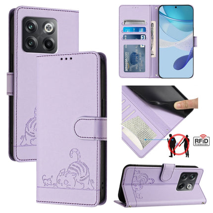 Cat Rat Embossed Pattern RFID Leather Phone Case with Lanyard, For OnePlus Nord N20 SE 4G Global, For OnePlus 10T 5G Global, ForFor OnePlus Nord 2T, For OnePlus Nord CE 2 Lite