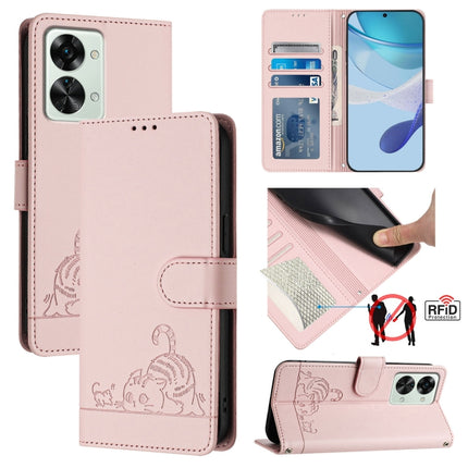 Cat Rat Embossed Pattern RFID Leather Phone Case with Lanyard, For OnePlus Nord N20 SE 4G Global, For OnePlus 10T 5G Global, ForFor OnePlus Nord 2T, For OnePlus Nord CE 2 Lite