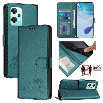 Cat Rat Embossed Pattern RFID Leather Phone Case with Lanyard, For OnePlus Nord 4 5G, For OnePlus Nord 4 5G Global, For OnePlus Nord CE4 Lite, For OnePlus Nord 2 Lite