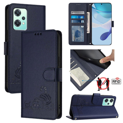Cat Rat Embossed Pattern RFID Leather Phone Case with Lanyard, For OnePlus Nord 4 5G, For OnePlus Nord 4 5G Global, For OnePlus Nord CE4 Lite, For OnePlus Nord 2 Lite