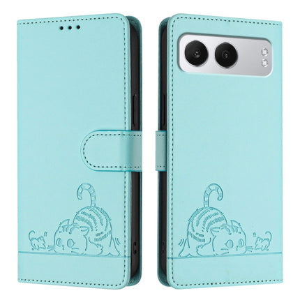 Cat Rat Embossed Pattern RFID Leather Phone Case with Lanyard, For OnePlus Nord 4 5G, For OnePlus Nord 4 5G Global, For OnePlus Nord CE4 Lite, For OnePlus Nord 2 Lite