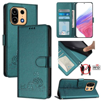 Cat Rat Embossed Pattern RFID Leather Phone Case with Lanyard, For OnePlus Turbo 6X Pro 5G, For OnePlus Turbo 6 / Turbo 6V, For OnePlus Ace 5 Ultra, For OnePlus Ace 5 Racing
