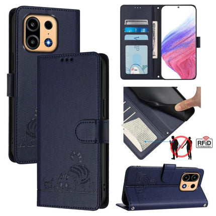 Cat Rat Embossed Pattern RFID Leather Phone Case with Lanyard, For OnePlus Turbo 6X Pro 5G, For OnePlus Turbo 6 / Turbo 6V, For OnePlus Ace 5 Ultra, For OnePlus Ace 5 Racing