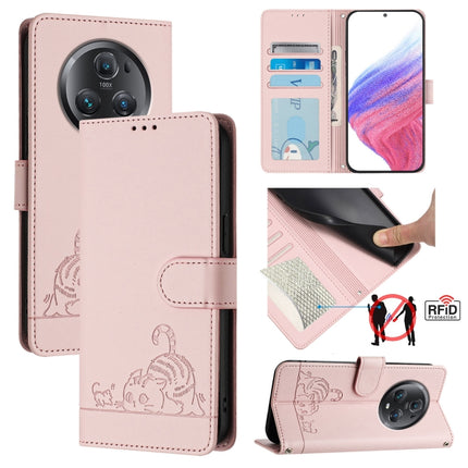 Cat Rat Embossed Pattern RFID Leather Phone Case with Lanyard, For Honor 90 5G, For Honor X7a 4G/Play7T 5G, For Honor Magic5 Pro, For Honor X8a 5G Global