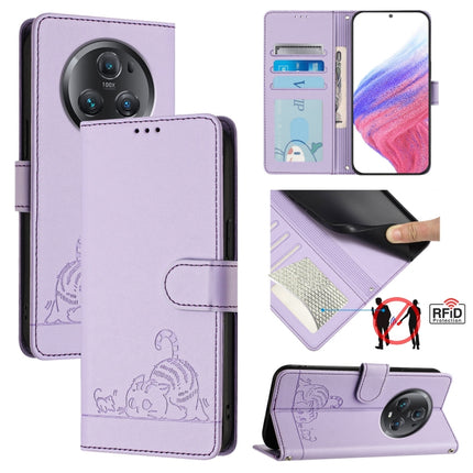 Cat Rat Embossed Pattern RFID Leather Phone Case with Lanyard, For Honor 90 5G, For Honor X7a 4G/Play7T 5G, For Honor Magic5 Pro, For Honor X8a 5G Global