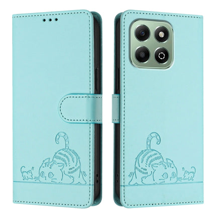 Cat Rat Embossed Pattern RFID Leather Phone Case with Lanyard, For Honor X6b, For Honor 200, For Honor 200 Pro, For Honor Magic6 Pro 5G Global