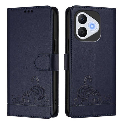 Cat Rat Embossed Pattern RFID Leather Phone Case with Lanyard, For Honor 400 Pro 5G 160.8mm Global, For Honor Power 5G, For Honor Play 60 5G, For Honor 400 Lite Global