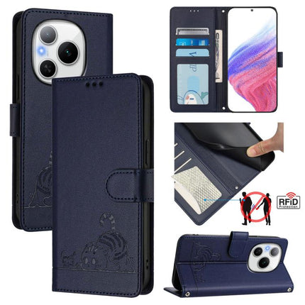 Cat Rat Embossed Pattern RFID Leather Phone Case with Lanyard, For Honor 400 Pro 5G 160.8mm Global, For Honor Power 5G, For Honor Play 60 5G, For Honor 400 Lite Global