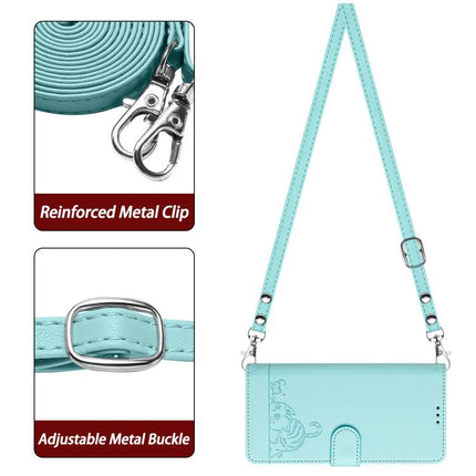 Cat Rat Embossed Pattern RFID Leather Phone Case with Lanyard, For Honor Magic8, For Honor Play 70 Plus, For Honor X5c Plus, For Honor X6c 4G