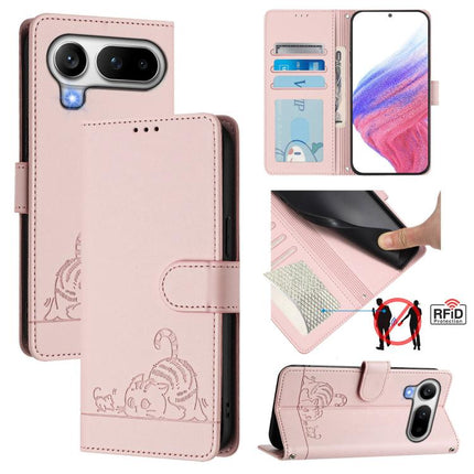 Cat Rat Embossed Pattern RFID Leather Phone Case with Lanyard, For Honor 600 Lite Global, For Honor Magic8 Pro Air 5G, For Honor X8d 4G, For Honor Magic8 Pro