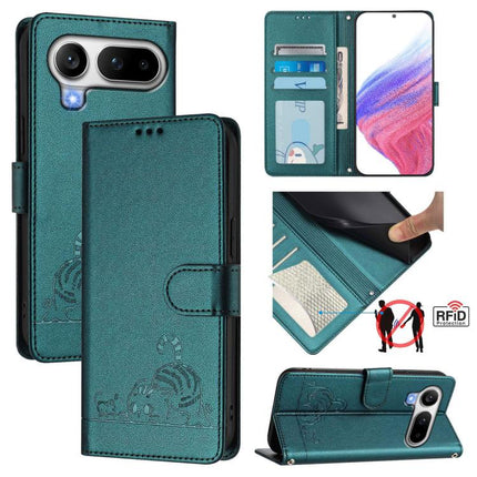 Cat Rat Embossed Pattern RFID Leather Phone Case with Lanyard, For Honor 600 Lite Global, For Honor Magic8 Pro Air 5G, For Honor X8d 4G, For Honor Magic8 Pro