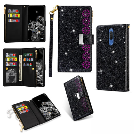 Multi-card Slots Starry Sky Laser Carving Glitter Zipper Horizontal Flip Leather Case with Holder & Wallet & Lanyard, For Huawei Mate 10 Lite, For Huawei Mate 10 Pro, For Huawei Mate 20, For Huawei Mate 20 lite