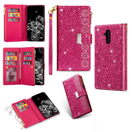 Multi-card Slots Starry Sky Laser Carving Glitter Zipper Horizontal Flip Leather Case with Holder & Wallet & Lanyard, For Huawei Mate 10 Lite, For Huawei Mate 10 Pro, For Huawei Mate 20, For Huawei Mate 20 lite