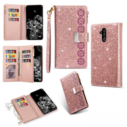 Multi-card Slots Starry Sky Laser Carving Glitter Zipper Horizontal Flip Leather Case with Holder & Wallet & Lanyard, For Huawei Mate 10 Lite, For Huawei Mate 10 Pro, For Huawei Mate 20, For Huawei Mate 20 lite