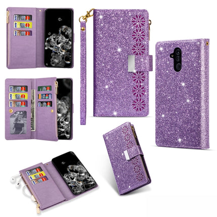 Multi-card Slots Starry Sky Laser Carving Glitter Zipper Horizontal Flip Leather Case with Holder & Wallet & Lanyard, For Huawei Mate 10 Lite, For Huawei Mate 10 Pro, For Huawei Mate 20, For Huawei Mate 20 lite