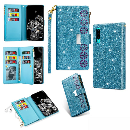 Multi-card Slots Starry Sky Laser Carving Glitter Zipper Horizontal Flip Leather Case with Holder & Wallet & Lanyard, For Huawei Mate 20 Pro, For Huawei P20 lite, For Huawei P20, For Huawei P30