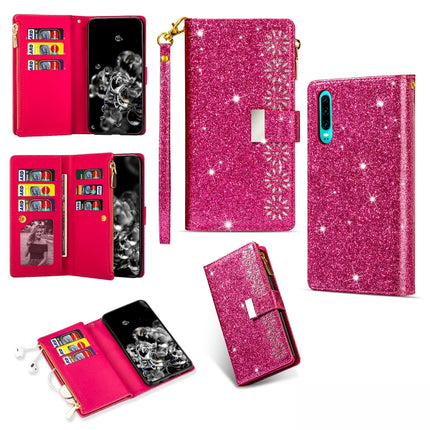 Multi-card Slots Starry Sky Laser Carving Glitter Zipper Horizontal Flip Leather Case with Holder & Wallet & Lanyard, For Huawei Mate 20 Pro, For Huawei P20 lite, For Huawei P20, For Huawei P30