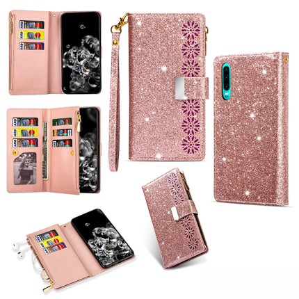 Multi-card Slots Starry Sky Laser Carving Glitter Zipper Horizontal Flip Leather Case with Holder & Wallet & Lanyard, For Huawei Mate 20 Pro, For Huawei P20 lite, For Huawei P20, For Huawei P30