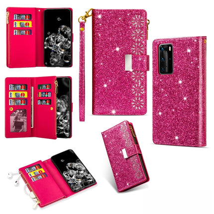Multi-card Slots Starry Sky Laser Carving Glitter Zipper Horizontal Flip Leather Case with Holder & Wallet & Lanyard, For Huawei P30 lite, For Huawei P30 Pro, For Huawei P40 lite, For Huawei P40